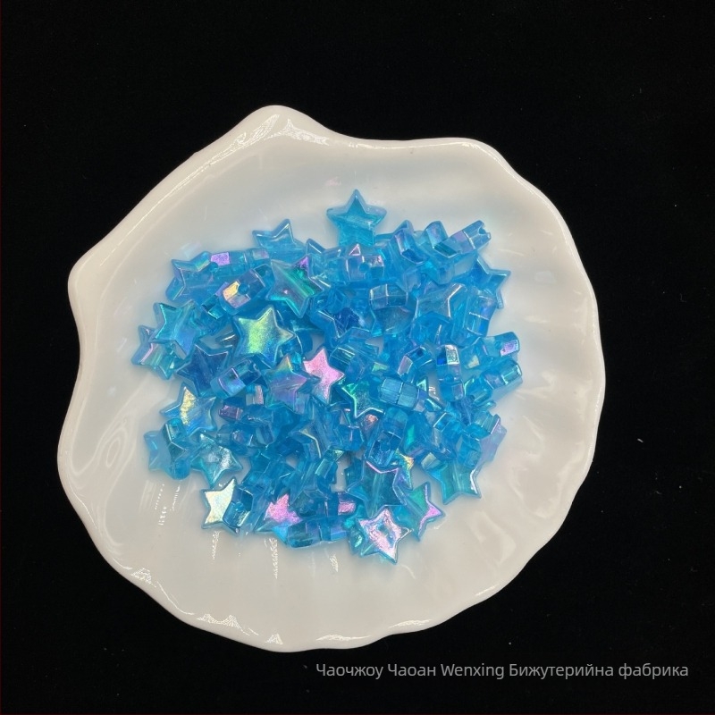 Петконечна звезда с цветно покритие - DIY гривна и телефонна верига с акрилни мъниста, електроплакиран завършек, голям размер, стил интернет знаменитост