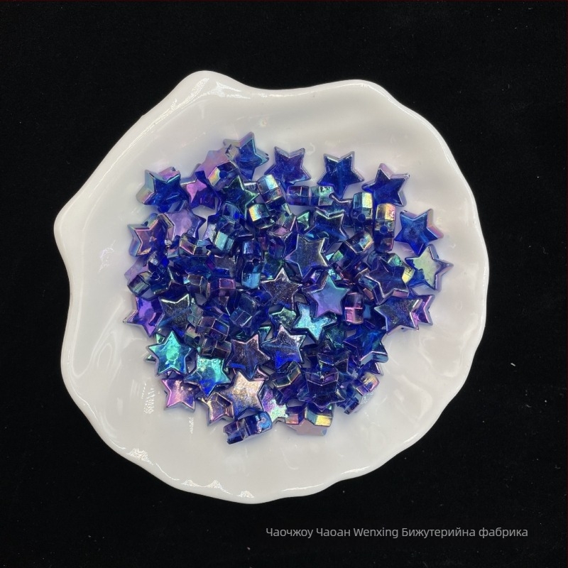 Петконечна звезда с цветно покритие - DIY гривна и телефонна верига с акрилни мъниста, електроплакиран завършек, голям размер, стил интернет знаменитост