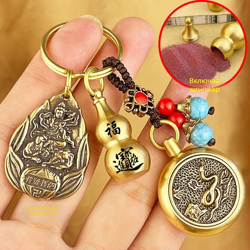 Метален ключодържател с мотиви зодии и осем бодхисатви пазители