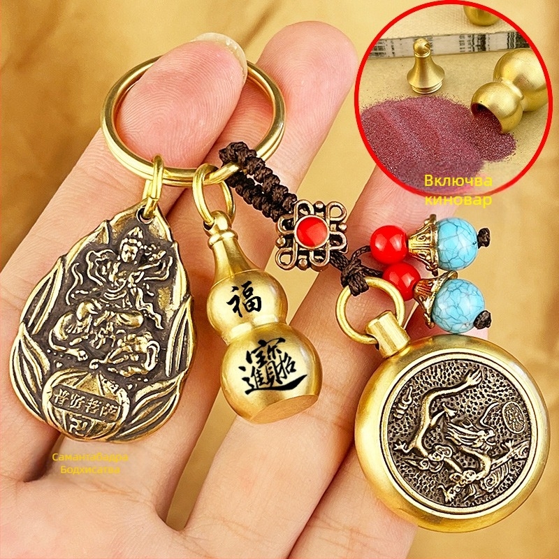 Метален ключодържател с мотиви зодии и осем бодхисатви пазители