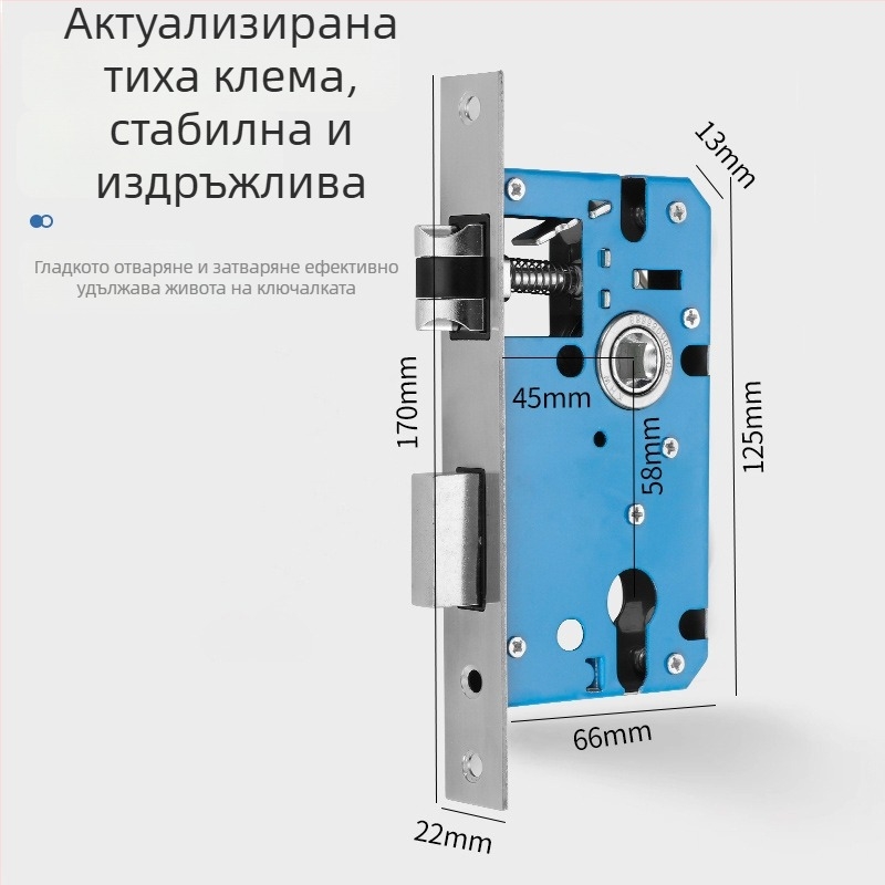 Брава за вътрешни дървени врати – 58-разделна алуминиева брава, Tiannuo, модерен минималистичен стил