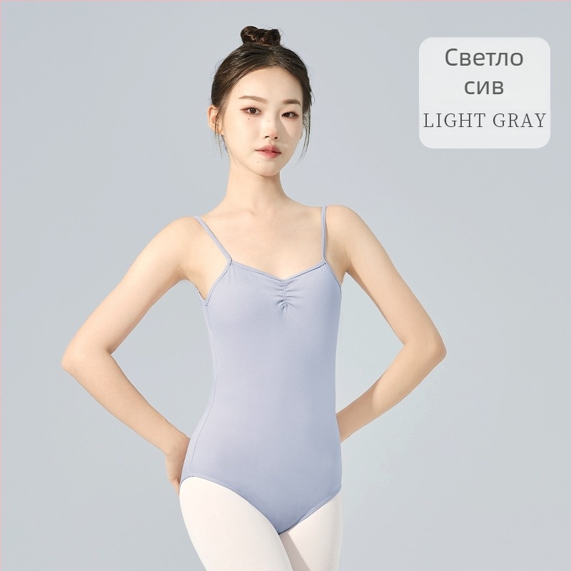 Балетно изпитно облекло за жени – презрамково, без гръб, с подплънка за бюст, нейлон/спандекс, за балет и народни танци