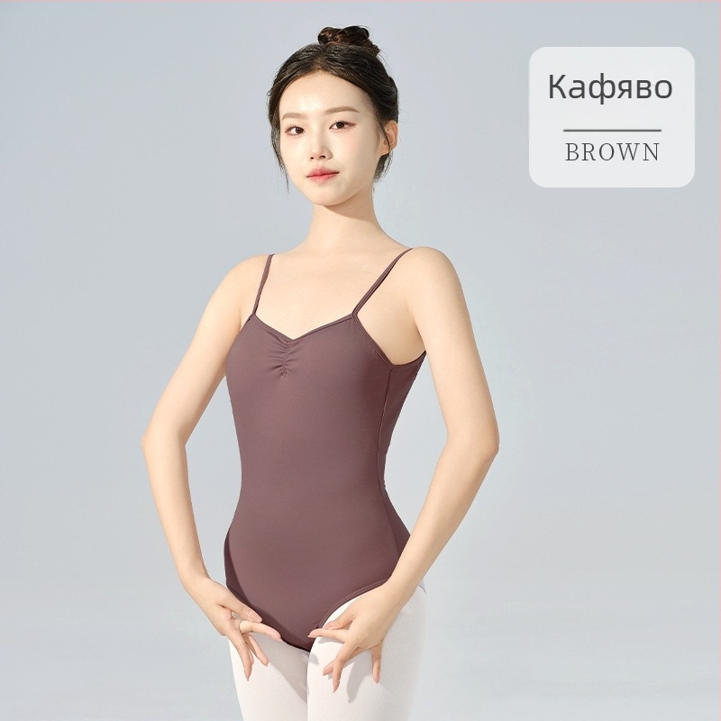 Балетно изпитно облекло за жени – презрамково, без гръб, с подплънка за бюст, нейлон/спандекс, за балет и народни танци