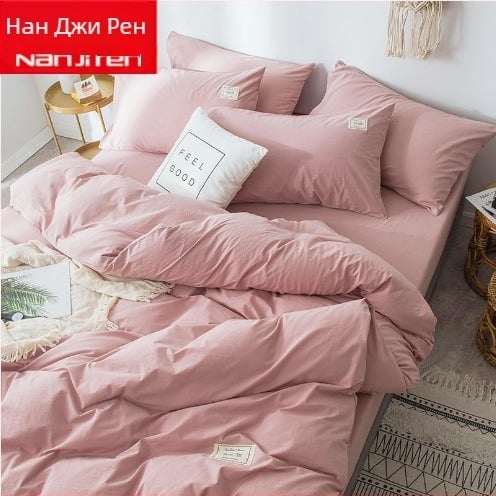 Спален комплект от четири части в корейски стил, съвременен минималистичен дизайн; полиестерна материя, плоска тъкан, реактивен печат и боядисване