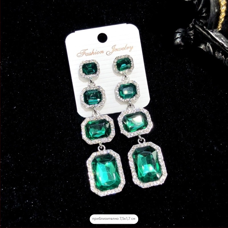 Обеци с кристални камъни и пискюли, електроплакиране, стоманена игла, марка Luoxiang, моден стил