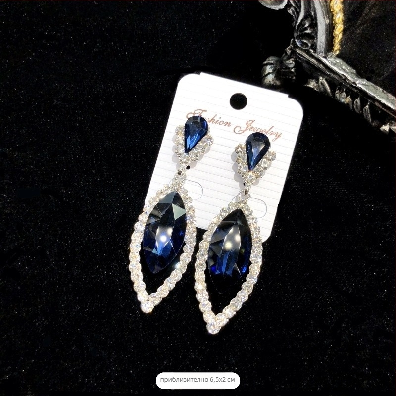 Обеци с кристални камъни и пискюли, електроплакиране, стоманена игла, марка Luoxiang, моден стил