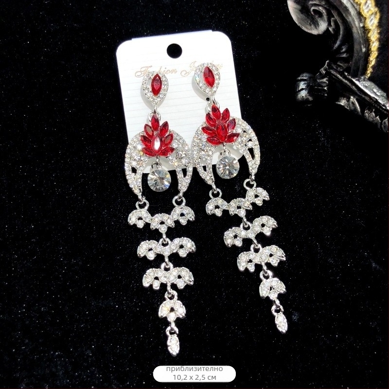 Обеци с кристални камъни и пискюли, електроплакиране, стоманена игла, марка Luoxiang, моден стил
