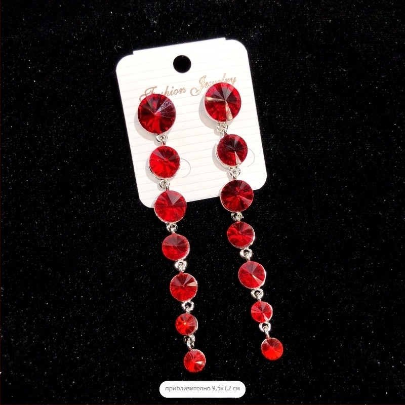 Обеци с кристални камъни и пискюли, електроплакиране, стоманена игла, марка Luoxiang, моден стил