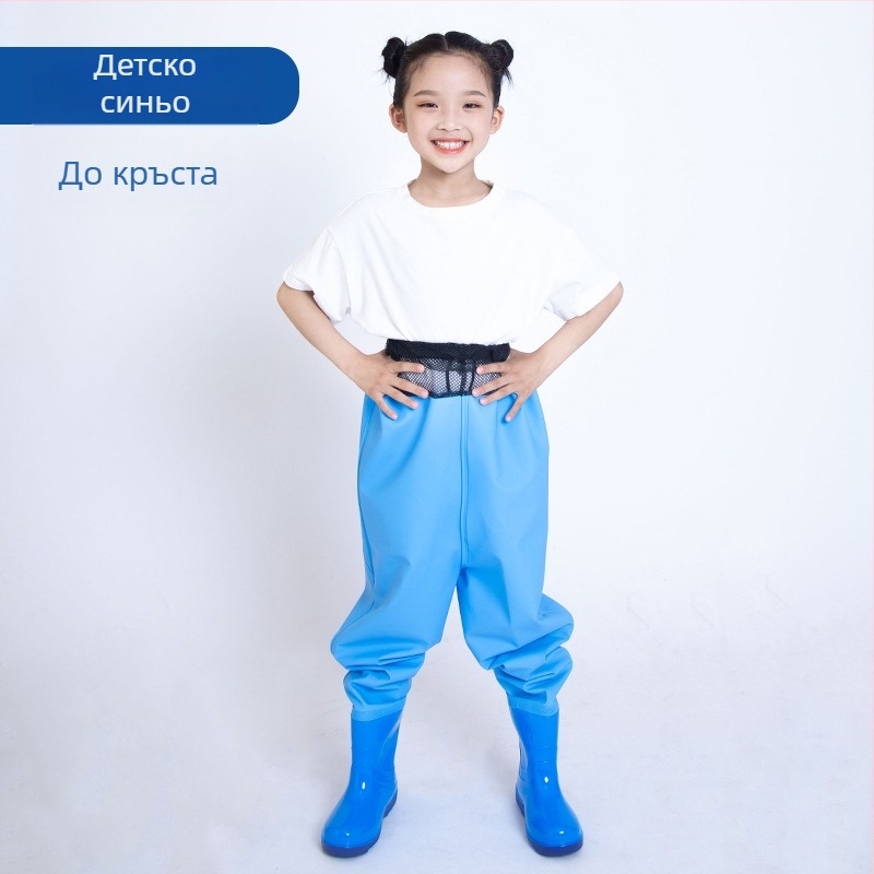 Детски водоустойчив гащеризон от PVC за плаж и риболов, бързосъхнещ, унисекс, подходящ за всички сезони, за плуване и водни занимания.