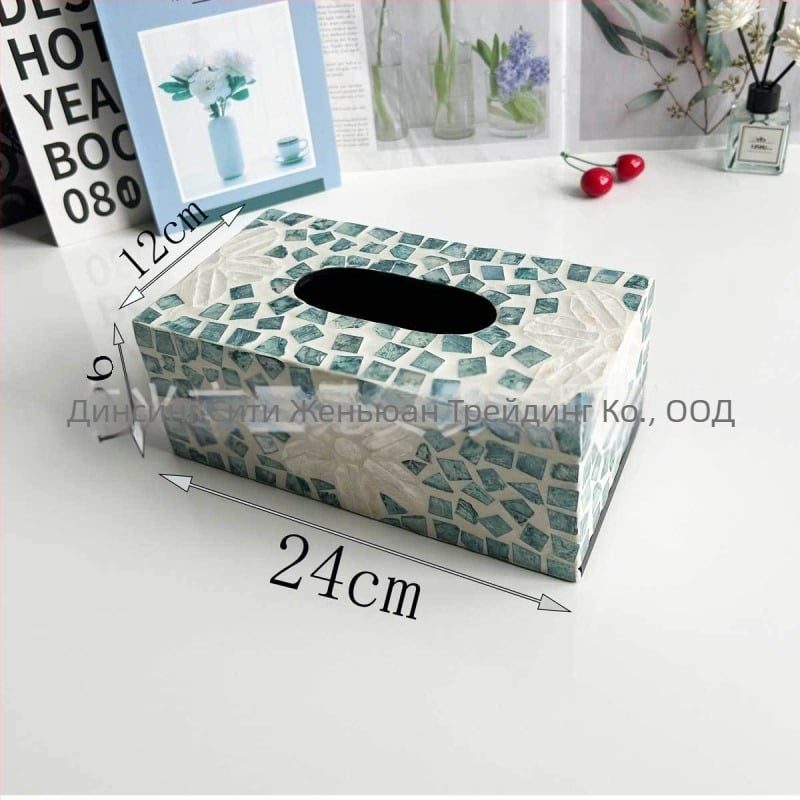 Настолна кутия за салфетки със дизайн на черупка, модерен минималистичен стил, мултифункционална, сменяеми салфетки, модел 985