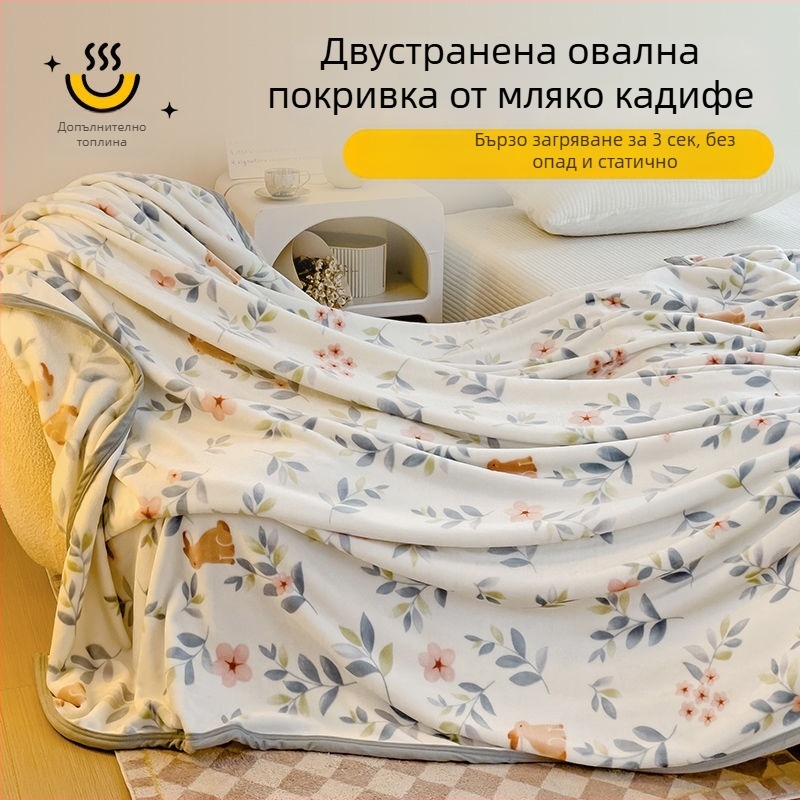 Одеяло с мотиви растения и цветя; 100% полиестер; тегло 500 г; за пролет и есен