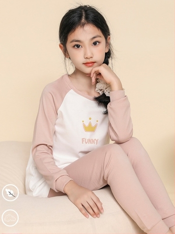 Детски термален комплект за момичета, 100% памук, за пролет, есен и зима, за деца над 8 години (около 140 см), запазва топлината