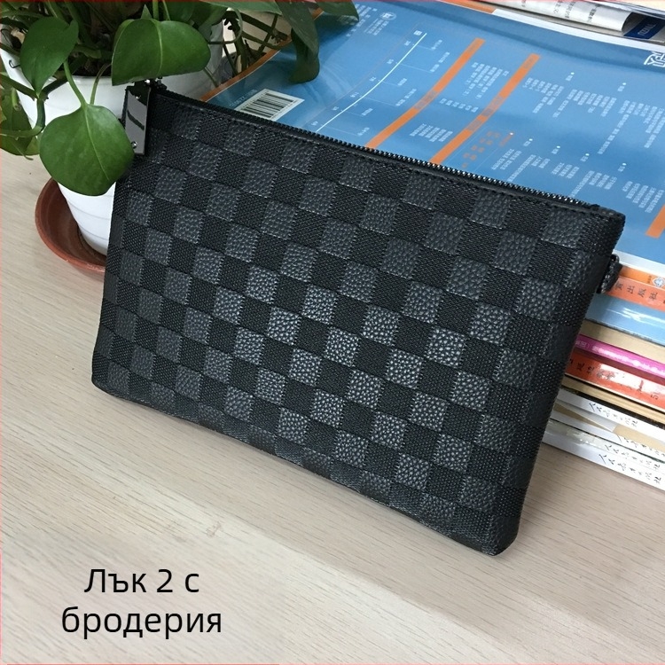 Mini Dragon мъжки клъч от PU кожа – ембосирана геометрична шарка, водоустойчив, подплата от найлон, делов стил