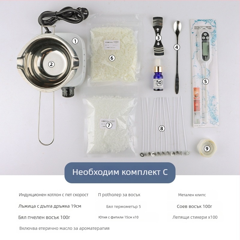 Mingmens комплект за изработка на ароматични свещи — ръчно изработени инструменти с индукционна плоча, съд за восък и термометър