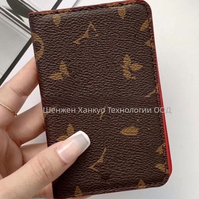 Портфейл за карти с две сгъвания, PU материал, клетъчен принт, унисекс, европейско-американски ретро стил