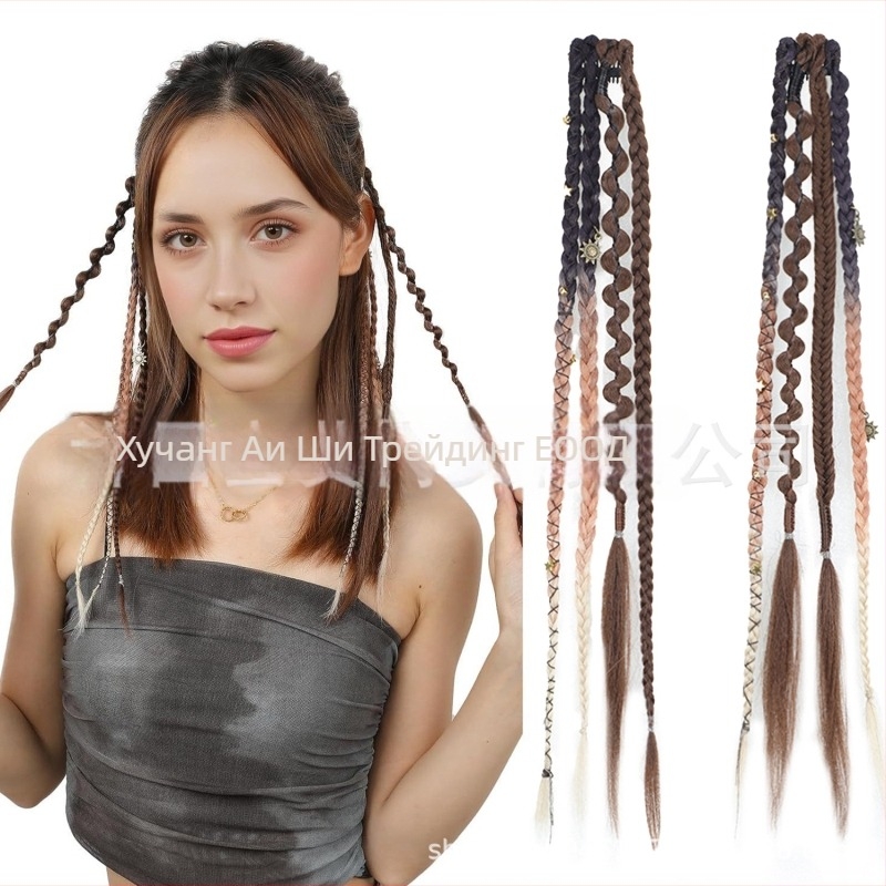 Удълнения за коса с плитки, марка Aisi, модел Bz, термоустойчива тел, изправени кичури, механизъм