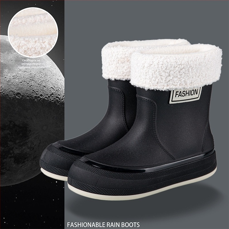 Дамски водоустойчиви PVC ботуши за дъжд, къс крачол, противохлъзгаща подметка, 1–3 см ток, четирисезонни