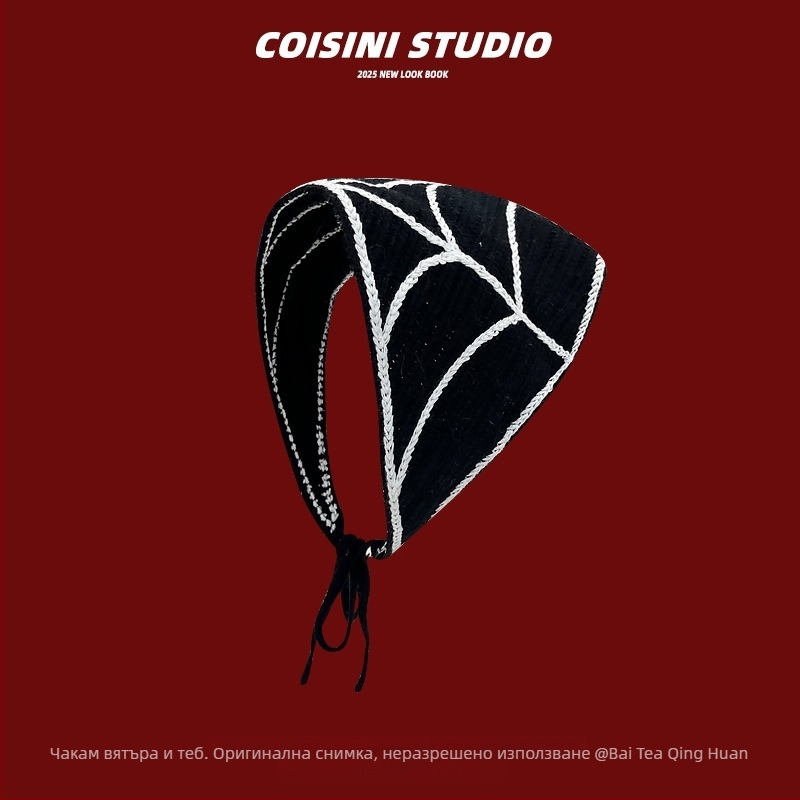 Ластик за коса със сладък плетен мотив, цвете и каре шарка, стил триъгълен шал, пролет 2025