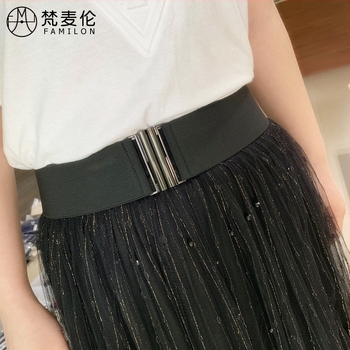 Еластичен колан за талия за рокля, райета, с един кръг, мек повърхност, универсален стил