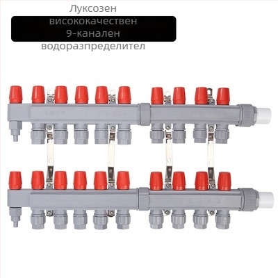 PPR разпределител за подово отопление – голям дебит, модерен минималистичен стил, PP-R материал, монтаж с резба, диаметър на клонните тръби 20 мм, работна температура до 70°C, марка Forever Warm