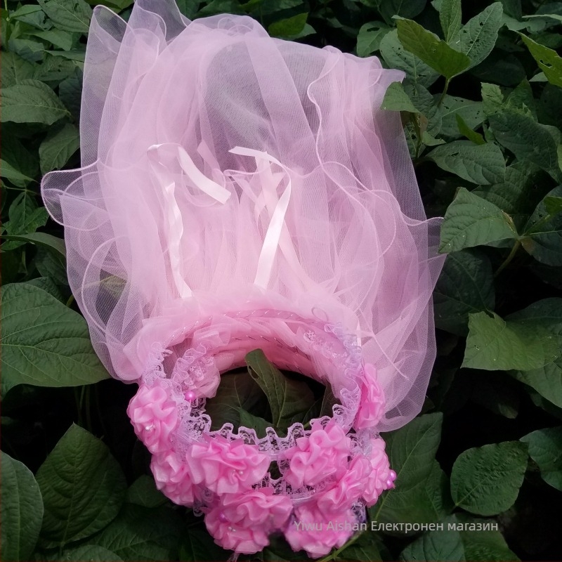 Детска корона с воал за глава, мрежест материал, карикатурен стил, унисекс, двойнослойна, персонализация при поръчка