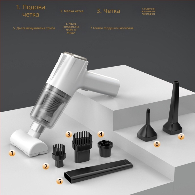 Ръчен вакуум за автомобил, безжичен, с всмукване 11000 Па, 7,4 V, 120 W, модел 3101, функция за надуване и LED осветление.