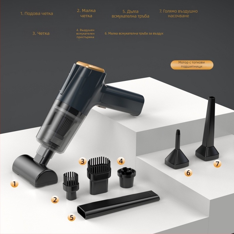 Ръчен вакуум за автомобил, безжичен, с всмукване 11000 Па, 7,4 V, 120 W, модел 3101, функция за надуване и LED осветление.