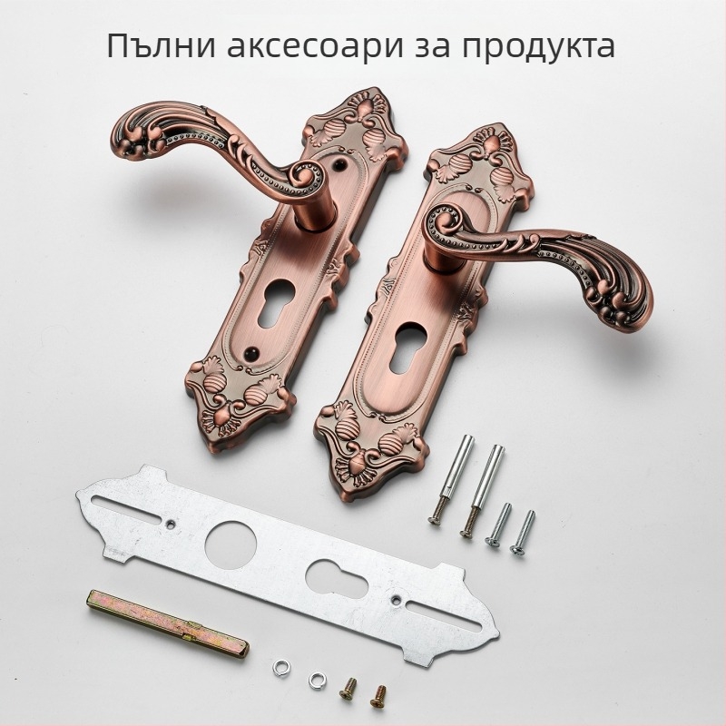 Дръжка за врата с брава за интериорни дървени врати, европейски стил, цинкова сплав, модел T222, модерен минималистичен дизайн