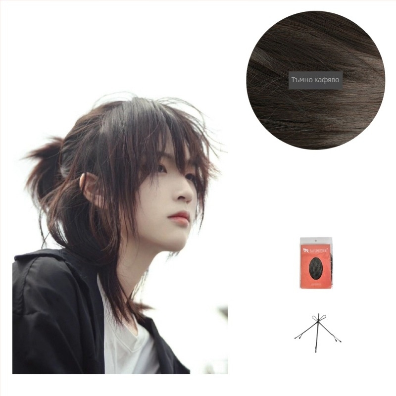 Мъжка перука за ханфу – древен стил, дълга коса, висока опашка, пълно покритие на главата, термоустойчива синтетична влакна