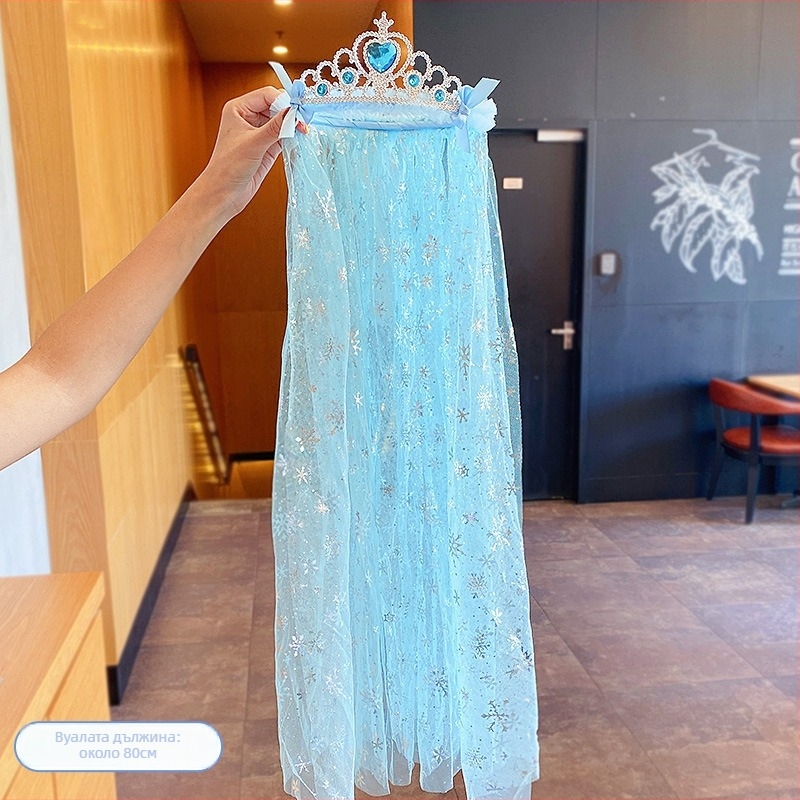 Дантелена детска диадема с кралска корона — ръчно изработена, принцески стил, аксесоар за коса