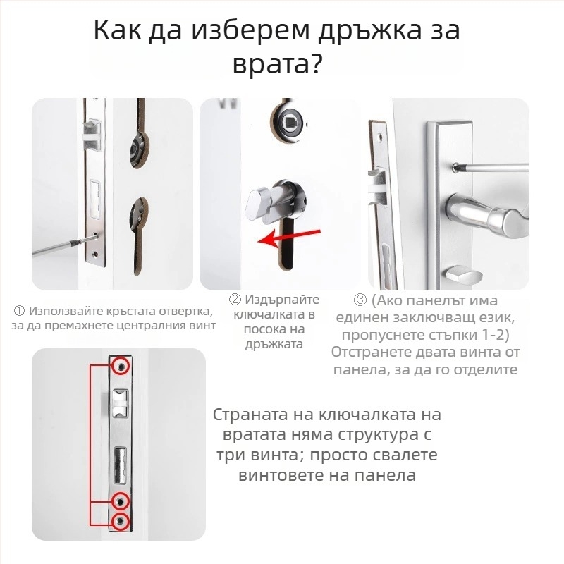 Дръжка за врата със заключване, неръждаема стомана, модел ZH-BXGSB, за вътрешна врата на спалнята, модерен и прост стил