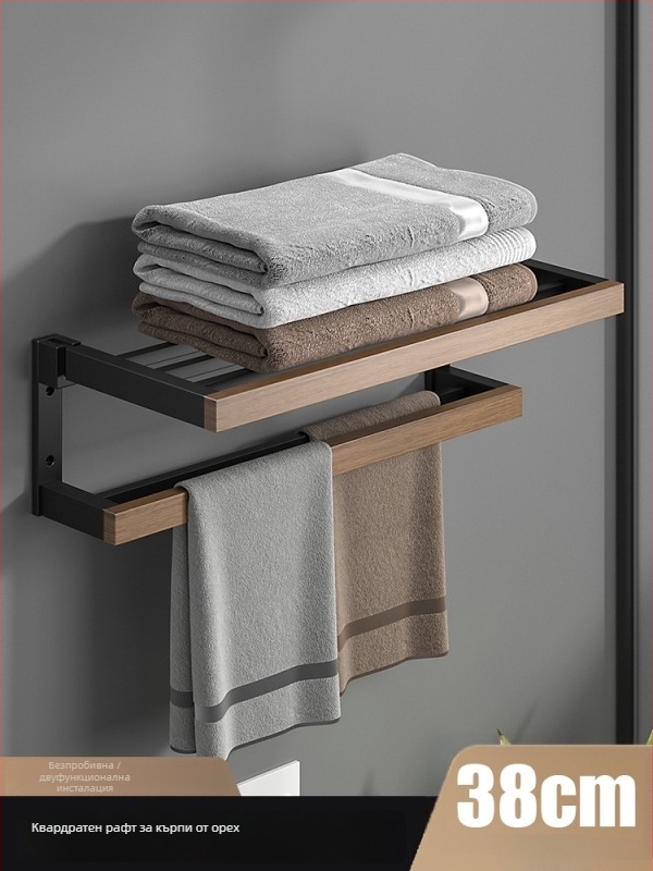 Стенен дървен закачалник за кърпи, без пробиване, шестчастов комплект