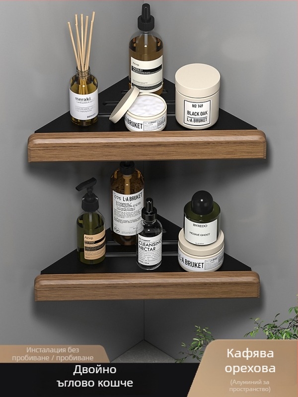 Стенен дървен закачалник за кърпи, без пробиване, шестчастов комплект