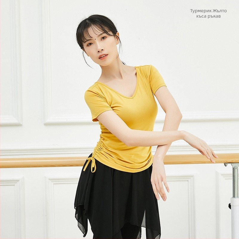 Женски топ за модерни танци, прилепваща тренировъчна блуза, модален вискозен плат за латински и етнически танци