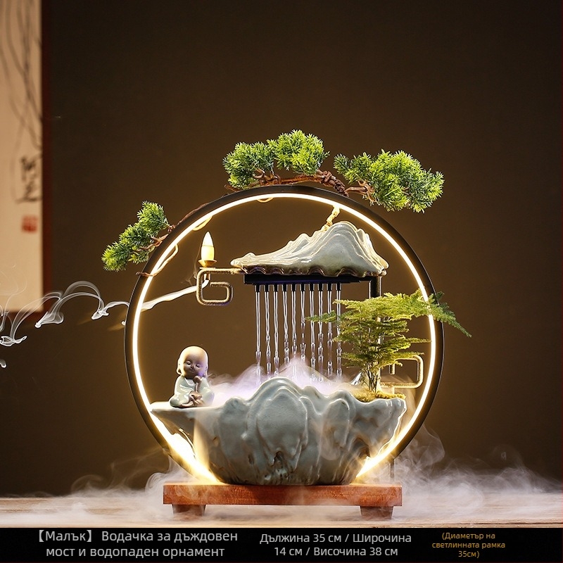 Керамичен дзен-фонтан овлажнител, нов китайски стил, глазуриран покритие, персонализиране