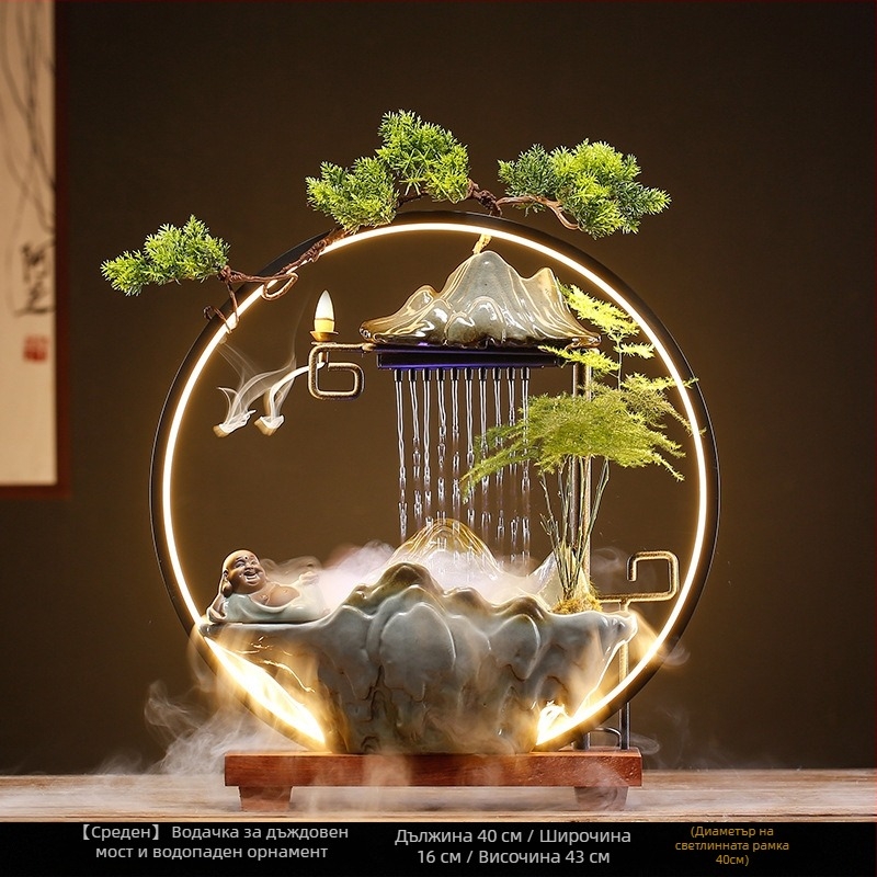 Керамичен дзен-фонтан овлажнител, нов китайски стил, глазуриран покритие, персонализиране