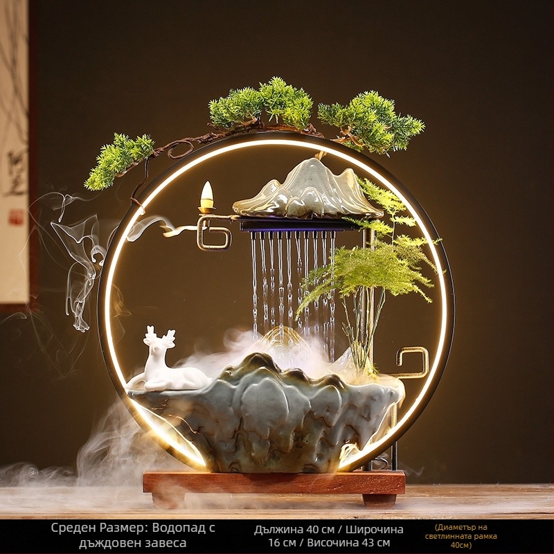 Керамичен дзен-фонтан овлажнител, нов китайски стил, глазуриран покритие, персонализиране