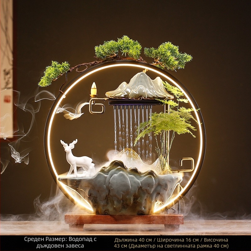 Керамичен дзен-фонтан овлажнител, нов китайски стил, глазуриран покритие, персонализиране