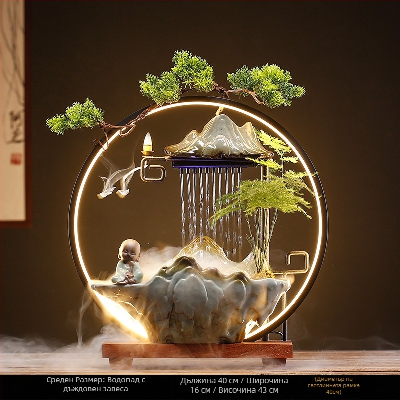 Керамичен дзен-фонтан овлажнител, нов китайски стил, глазуриран покритие, персонализиране