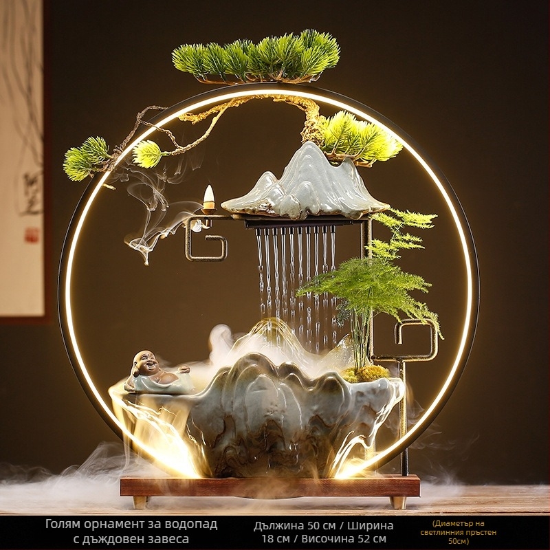 Керамичен дзен-фонтан овлажнител, нов китайски стил, глазуриран покритие, персонализиране