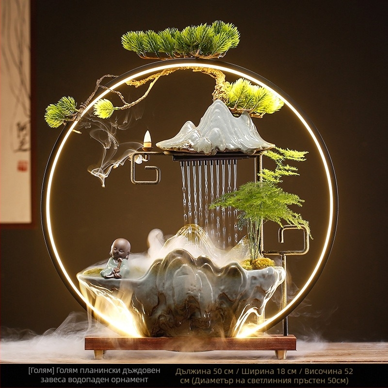 Керамичен дзен-фонтан овлажнител, нов китайски стил, глазуриран покритие, персонализиране