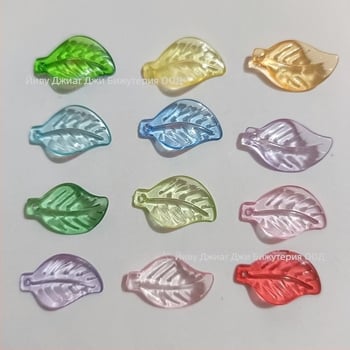 Аксесоари - Акрилни мъниста във форма на диня, листна шарка, боядисана повърхност