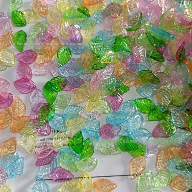 Аксесоари - Акрилни мъниста във форма на диня, листна шарка, боядисана повърхност