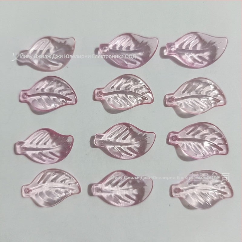 Аксесоари - Акрилни мъниста във форма на диня, листна шарка, боядисана повърхност