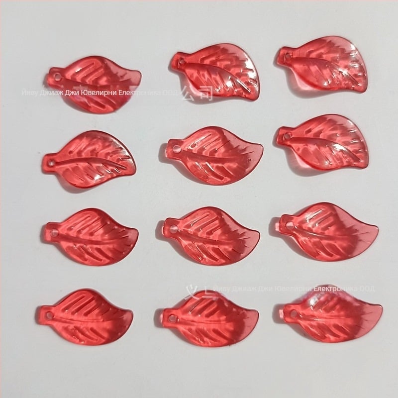 Аксесоари - Акрилни мъниста във форма на диня, листна шарка, боядисана повърхност