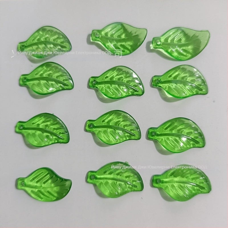 Аксесоари - Акрилни мъниста във форма на диня, листна шарка, боядисана повърхност