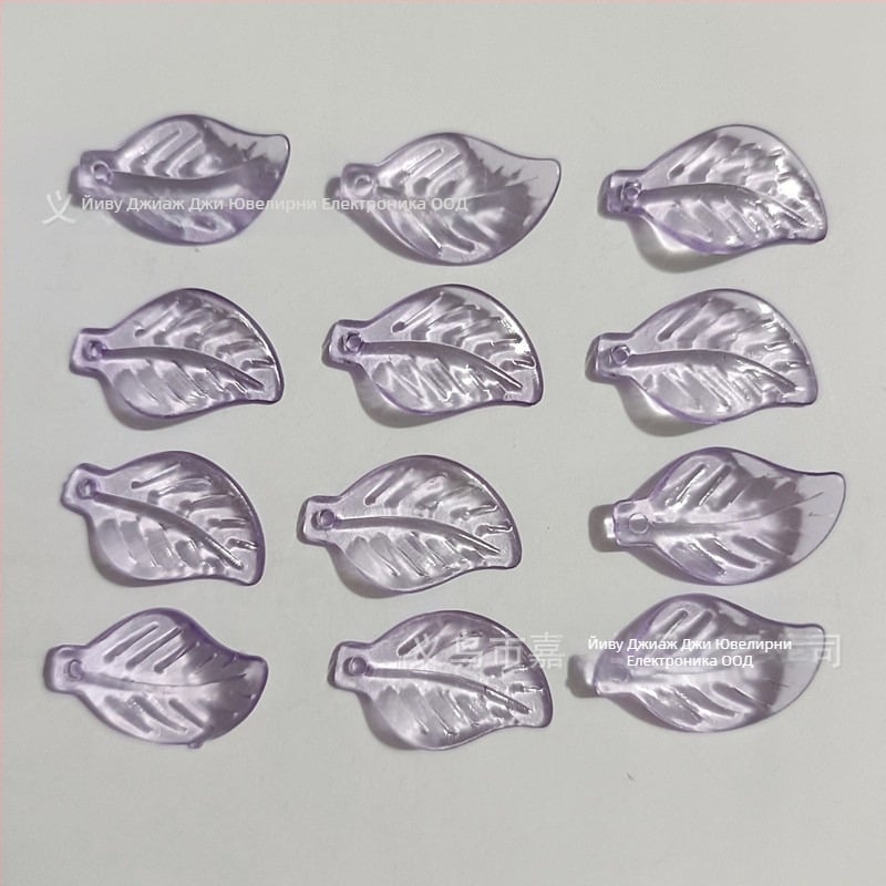 Аксесоари - Акрилни мъниста във форма на диня, листна шарка, боядисана повърхност