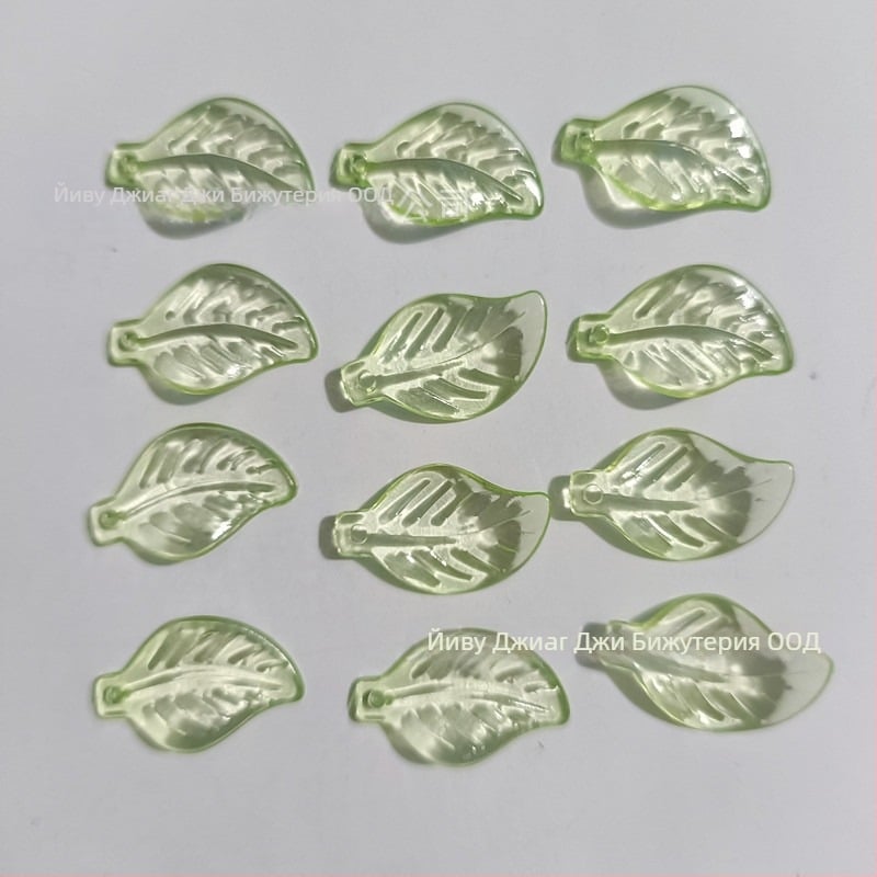 Аксесоари - Акрилни мъниста във форма на диня, листна шарка, боядисана повърхност