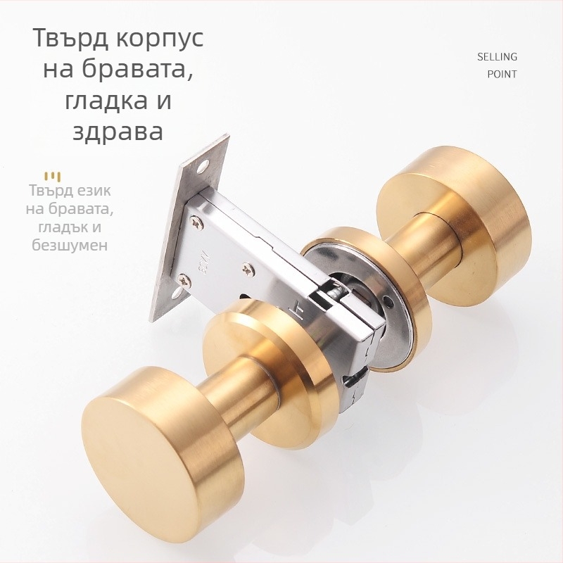 Скрита кръгла брава за врати от неръждаема стомана - безшумна, за дървени врати, едностранна дръжка