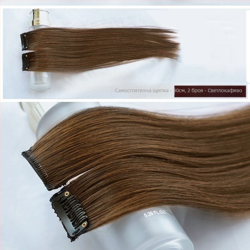 Yuxinde парче перука, права коса, челки със средно разделяне, лека клип-он приставка за обем, влакна с висока температура